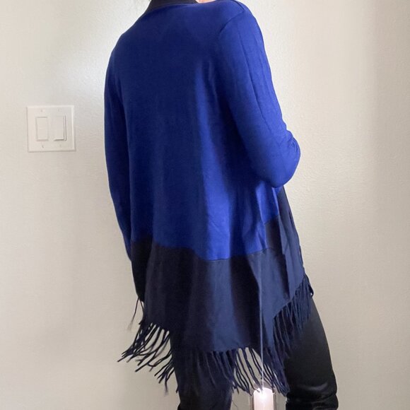 Vintage Central Park West Two-Tone Fringe Shawl Cardigan (One Size) - Picture 3 of 7